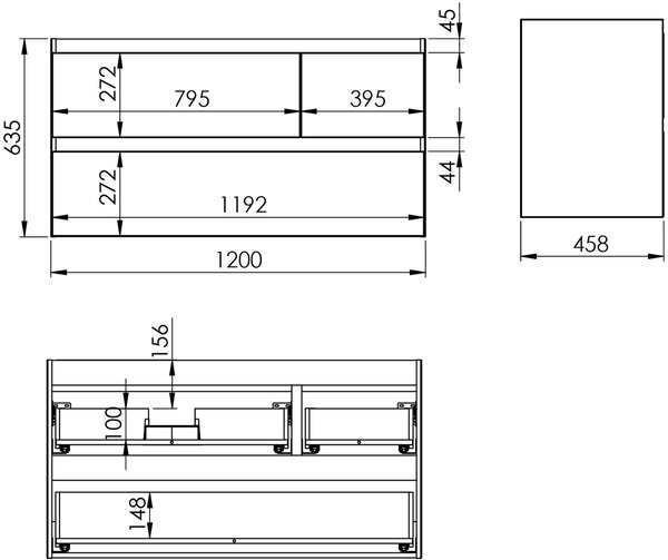 Elita Split skříňka 120x45.8x63.5 cm pod umyvadlo závěsná béžová RE012006157020