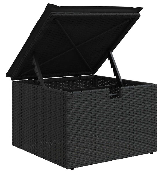 Set pohovek s polštářem s úložištěm Černá polyratan 3359062