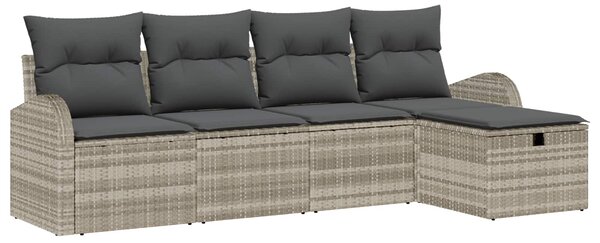 Set pohovek s polštářem s úložištěm Světle šedá polyratan 3359061