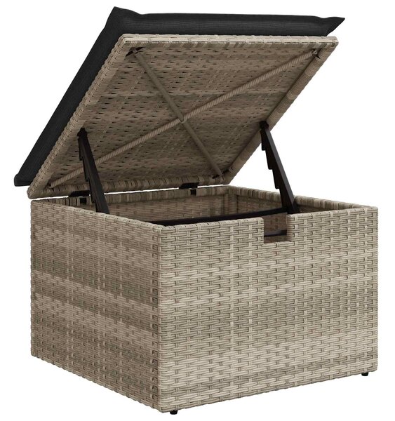 Set pohovek s polštářem s úložištěm Světle šedá polyratan 3359061