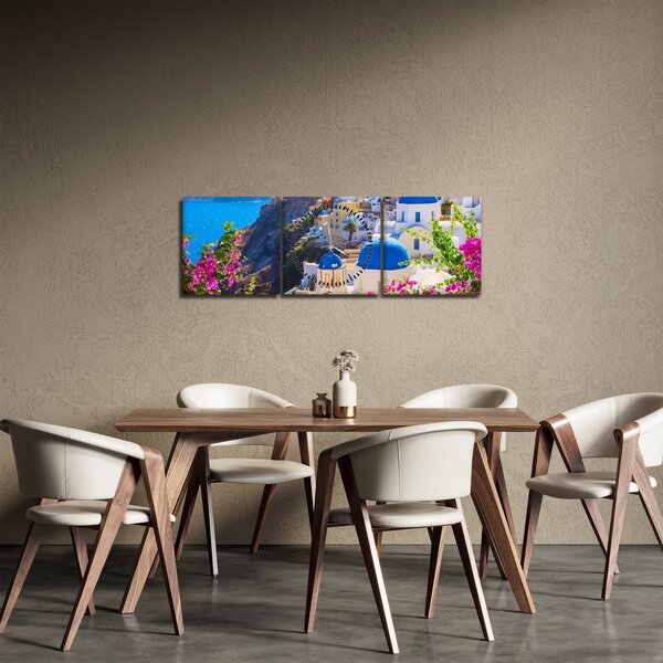 Obraz - Santorini, Řecko (s hodinami) (90x30 cm)