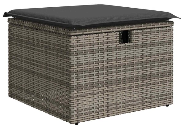 Set pohovek s polštářem s úložištěm Šedá polyratan 3359068