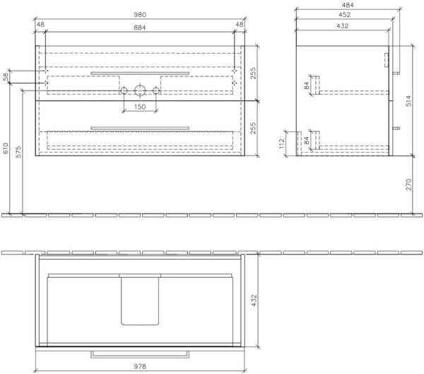 Villeroy & Boch Avento skříňka 98x45.2x51.4 cm pod umyvadlo závěsná bílá A89200VE