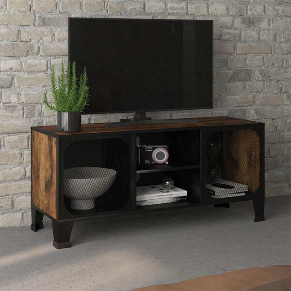 TV skříňka rustikální hnědá 105 x 36 x 47 cm kov a MDF 335909