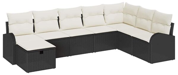 Set pohovek 8 ks Černá a krémová polyratan 3359126