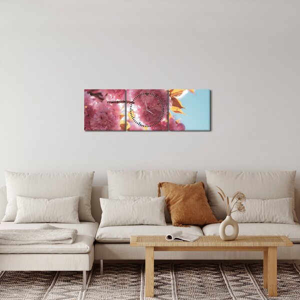 Obraz - Třešňový květ (s hodinami) (90x30 cm)