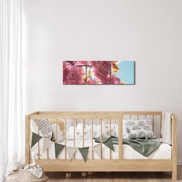 Obraz - Třešňový květ (s hodinami) (90x30 cm)