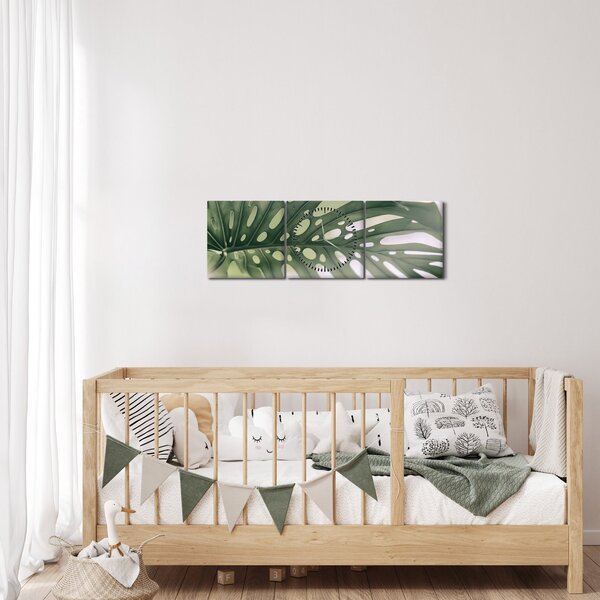 Obraz - List monstery (s hodinami) (90x30 cm)