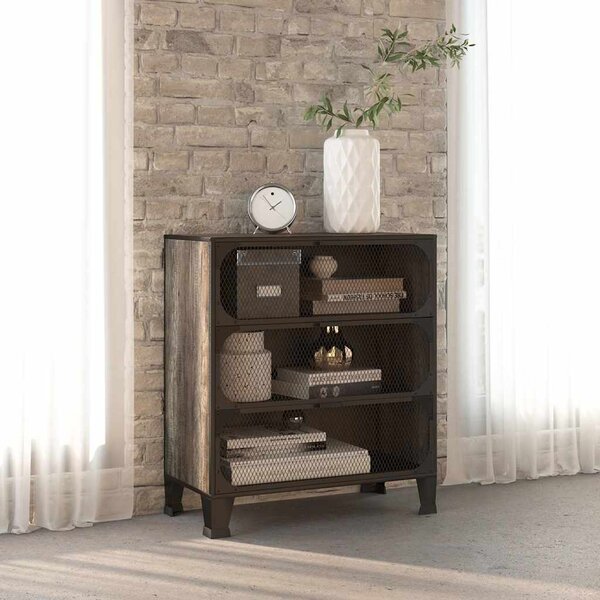Úložná skříň šedá 72 x 36 x 82 cm kov a MDF 335912