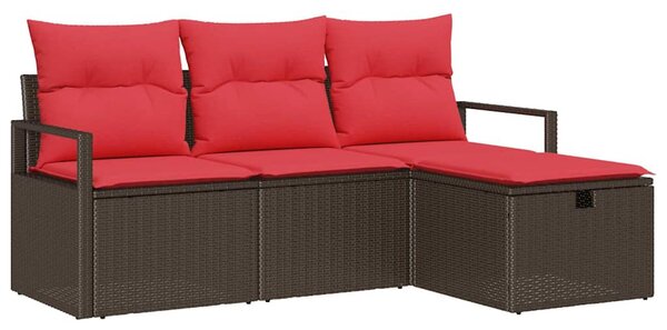 Set pohovek 4 ks 4-Počet míst Hnědá a červená polyratan 3359153