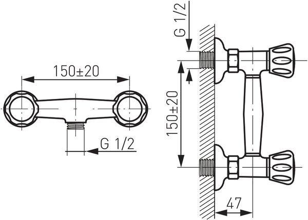 Ferro Standard sprchová baterie nastěnná chrom BST77