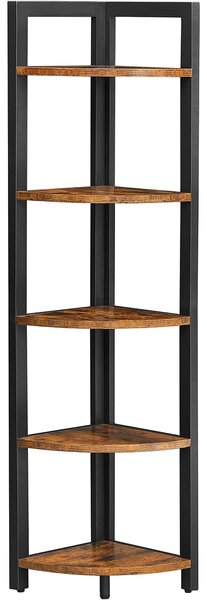 Rohový regál TAYLOR 5 polic 150x30 cm, rustikálně hnědý