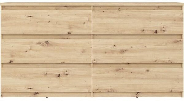 Komoda CHELSEA 6 zásuvek - 154 cm x 42,2 x 79,9 - dub artisan