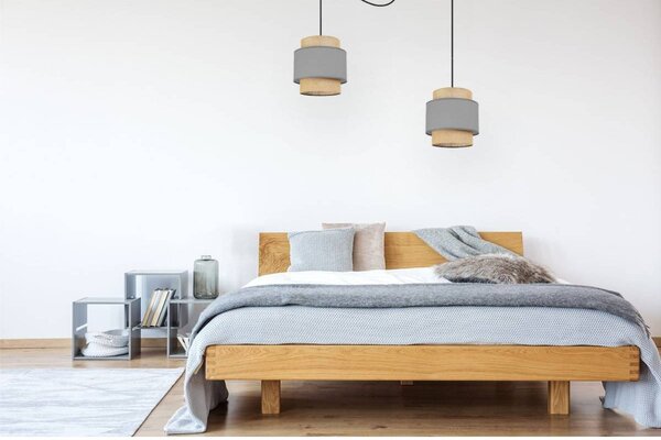 Závěsné svítidlo Boho Spider, 2x jutové/šedé textilní stínítko