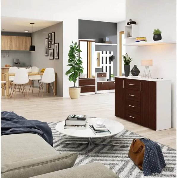 Komoda se 4 zásuvkami a 2 dvířky, 110x80x35, obývací pokoj, bílá / Venga