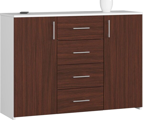 Komoda se 4 zásuvkami a 2 dvířky, 110x80x35, obývací pokoj, bílá / Venga