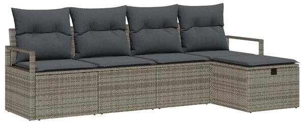 Set pohovek s polštářem s úložištěm Šedá polyratan 3359158