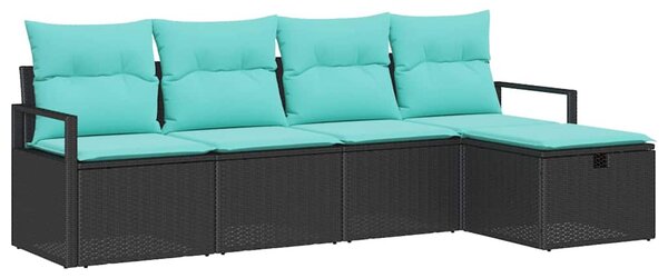 Set pohovek 5 ks 5-Počet míst Černá a tyrkysová polyratan 3359165