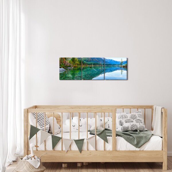 Obraz - Jezero Hintersee (s hodinami) (90x30 cm)