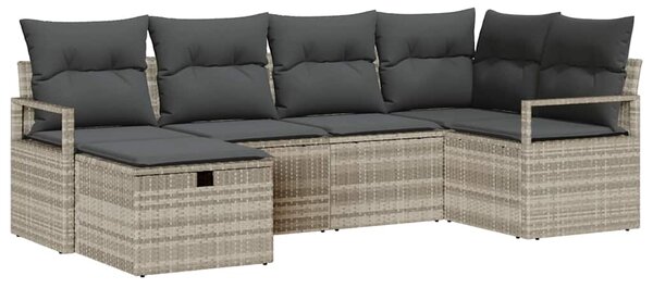 Set pohovek 6 ks 6-Počet míst Světle šedá polyratan 3359181