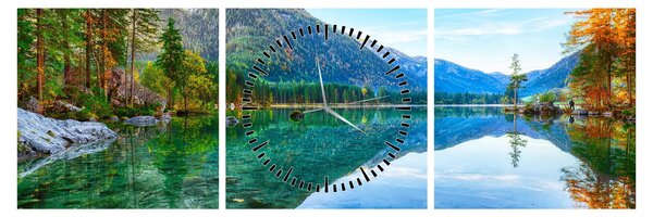 Obraz - Jezero Hintersee (s hodinami) (90x30 cm)