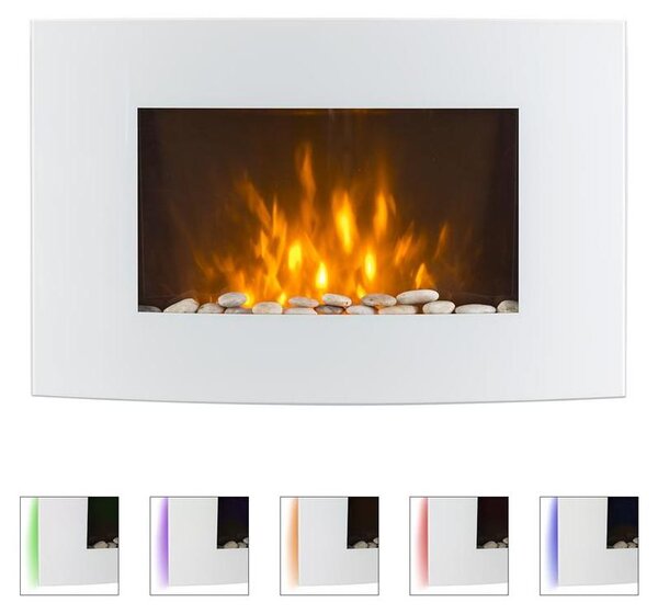 Klarstein Elektrický krb, elektrický ohřívač do obývacího pokoje a interiéru, elektrický krb s LED plameny, energeticky úsporný elektrický krb, ventilátorové topení s časovačem, nastavitelný termostat, topení 2000 W