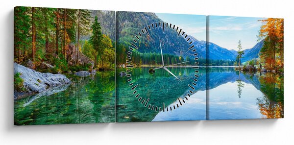 Obraz - Jezero Hintersee (s hodinami) (90x30 cm)
