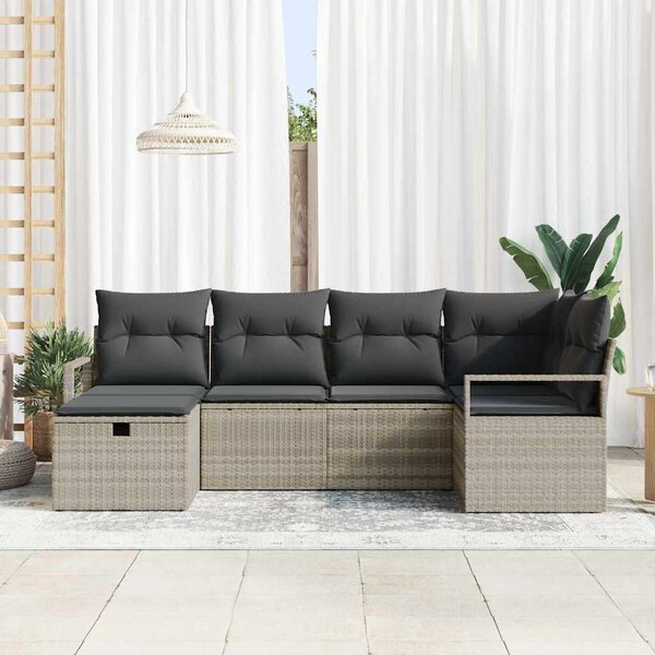 Set pohovek 6 ks 6-Počet míst Světle šedá polyratan 3359181