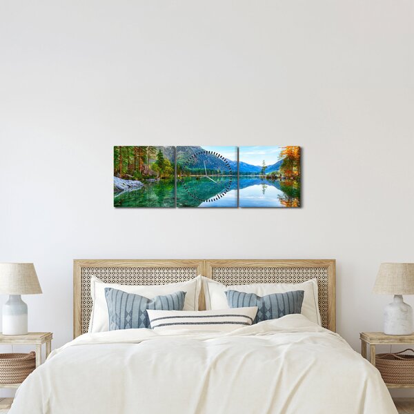 Obraz - Jezero Hintersee (s hodinami) (90x30 cm)
