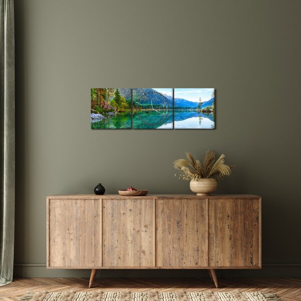 Obraz - Jezero Hintersee (s hodinami) (90x30 cm)