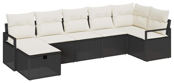 Set pohovek 7 ks Černá a krémová polyratan 3359196