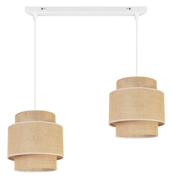 Závěsné svítidlo Boho, 2x jutové stínítko, (výběr ze 2 barev konstrukce)