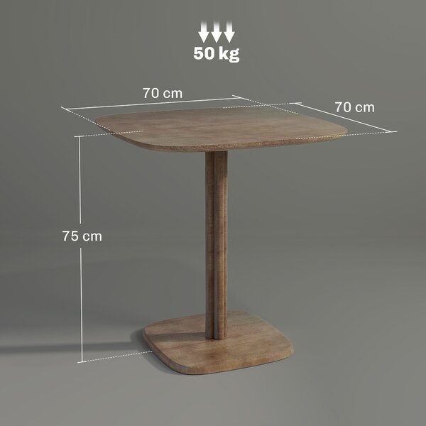 HOMCOM Jídelní stůl pro 4 osoby moderní design kuchyňský stůl s dřevěným povrchem, 70 x 70 cm, hnědý | Aosom