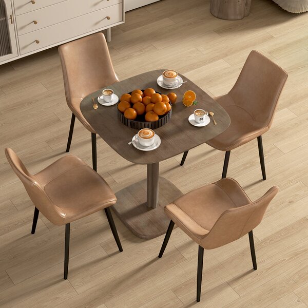 HOMCOM Jídelní stůl pro 4 osoby moderní design kuchyňský stůl s dřevěným povrchem, 70 x 70 cm, hnědý | Aosom