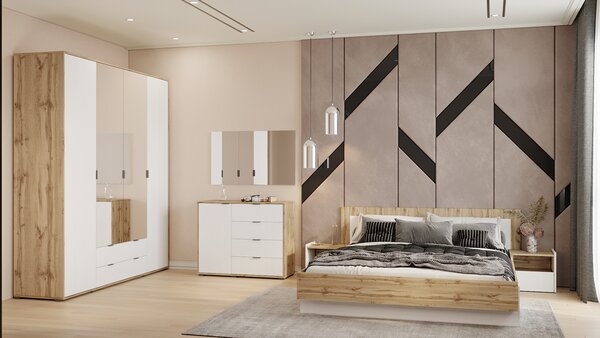 Nabbi Jednodveřová komoda se zásuvkami Nosen C1 - dub tahoe / bílá