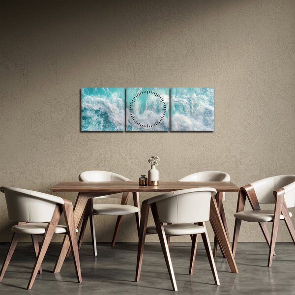 Obraz - Pohled na vlny oceánu (s hodinami) (90x30 cm)