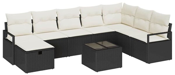 Set pohovek 9 ks 8-Počet míst Černá a krémová polyratan 3359236