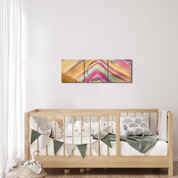 Obraz - Duhová hora, Peru (s hodinami) (90x30 cm)
