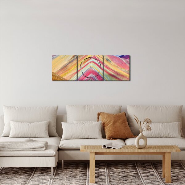 Obraz - Duhová hora, Peru (s hodinami) (90x30 cm)