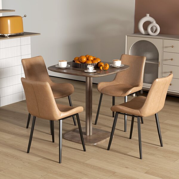 HOMCOM Jídelní stůl pro 4 osoby moderní design kuchyňský stůl s dřevěným povrchem, 70 x 70 cm, hnědý | Aosom