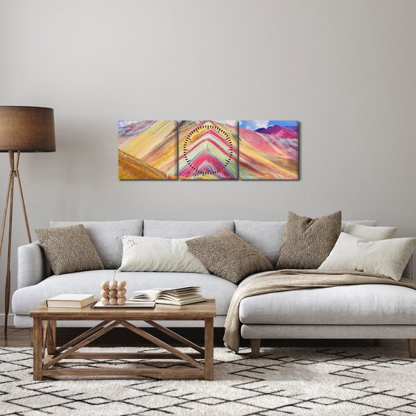 Obraz - Duhová hora, Peru (s hodinami) (90x30 cm)