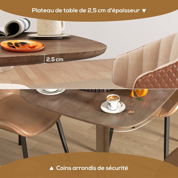 HOMCOM Jídelní stůl pro 4 osoby moderní design kuchyňský stůl s dřevěným povrchem, 70 x 70 cm, hnědý | Aosom