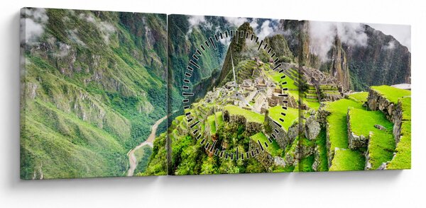 Obraz - Machu Picchu (s hodinami) (90x30 cm)