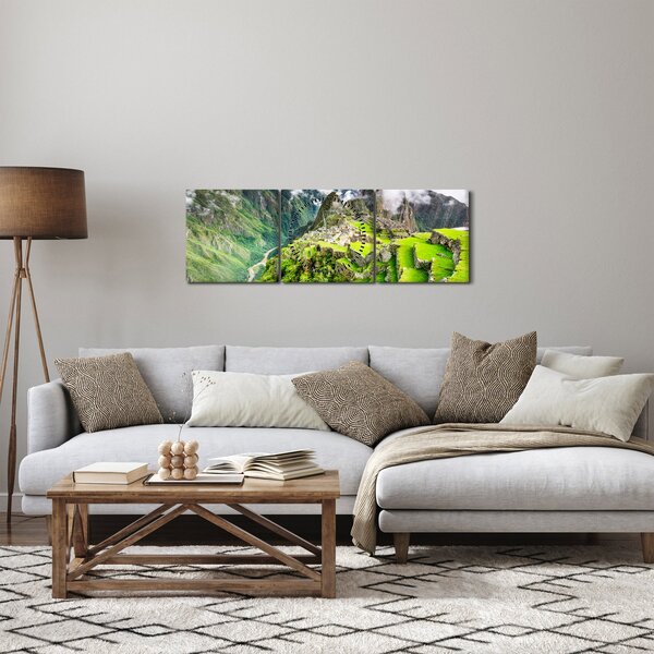 Obraz - Machu Picchu (s hodinami) (90x30 cm)