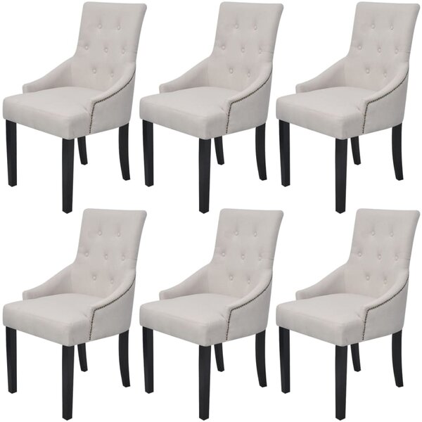 Jídelní židle 6 ks krémově šedé textil