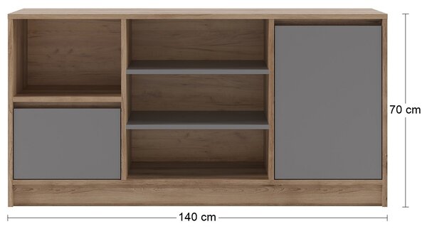 Nabbi Dvoudveřová komoda Boran CH - dub artisan / šedá
