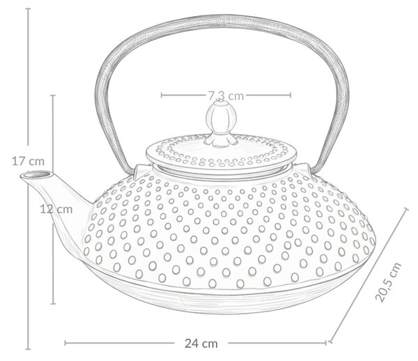 Litinová čajová konvice s filtrem MIKA, 1250 ml, černá