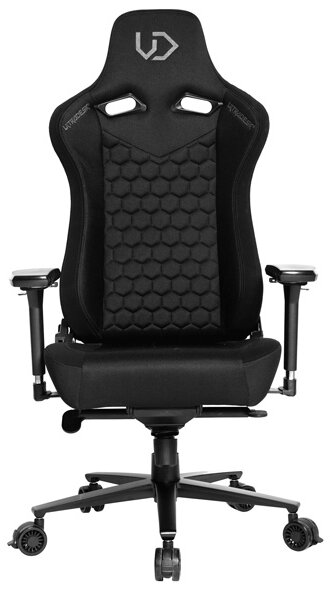 Herní křeslo Ultradesk Throne – kov, látka, černá, nosnost 150 kg