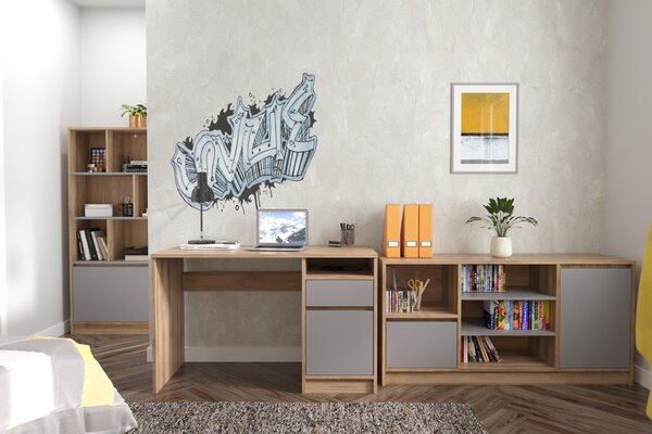 Nabbi Dvoudveřová komoda Boran CH - dub artisan / šedá