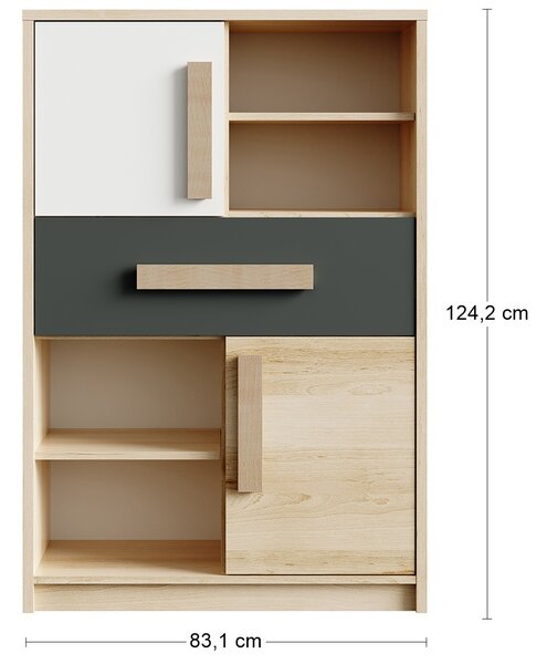 Nabbi Dvoudveřová komoda se zásuvkou Aurin CH-2D/1DR - pískový artisan / bílá / antracit